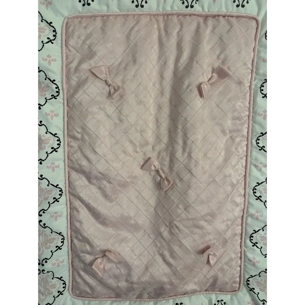 Lambs & Ivy Crib Blanket Comforter Baby Toddler Nursery Pink Black Paris Bow‎